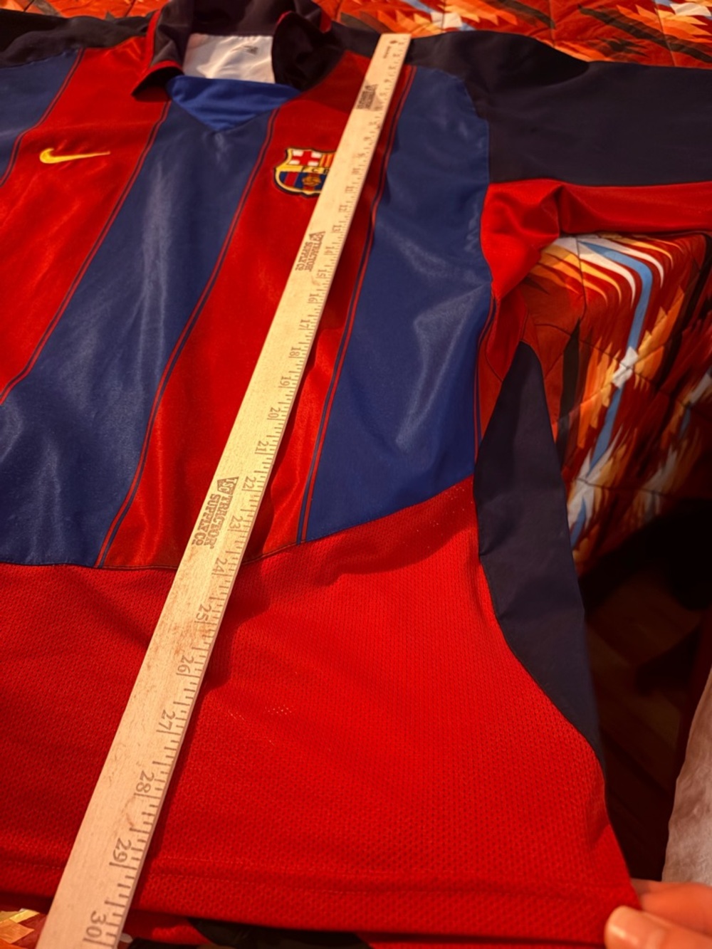 Nike Old School Navy Blue, Red, Yellow, Ronaldinho Soccer Jersey - Picture 7 of 11